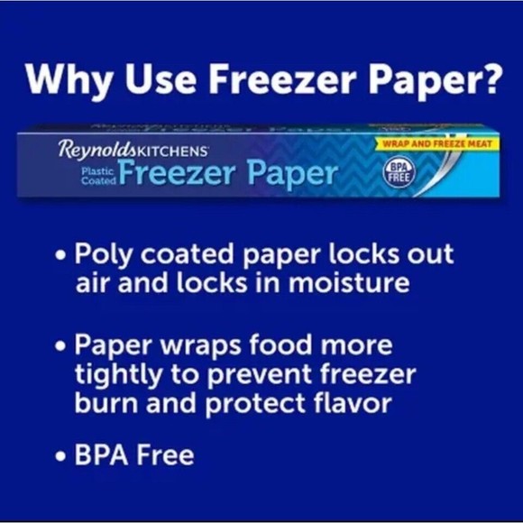 2 PK of Reynolds Kitchens Plastic Coated Freezer Paper BPA Free 75SQ FT 16.66YDS - Picture 3 of 7